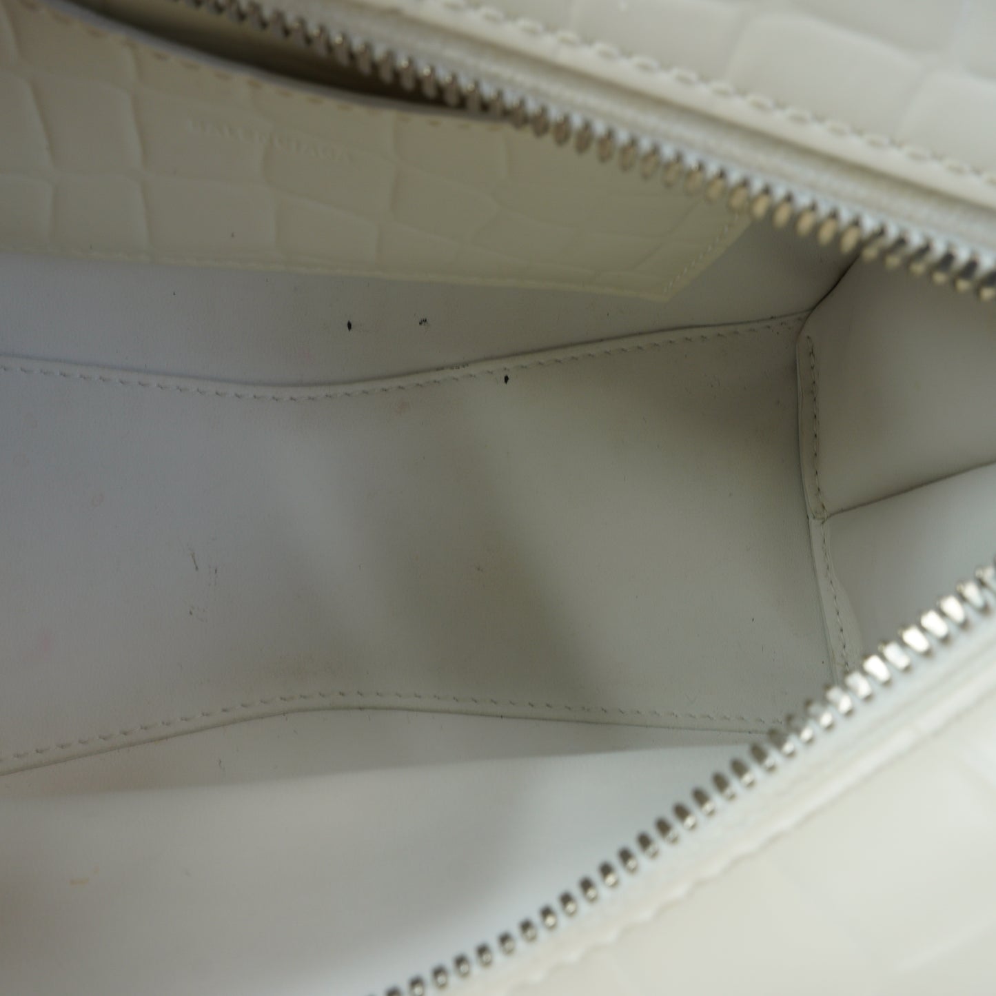 Balenciaga Neo Classic Crocodile-Embossed Calfskin White  SHW Small