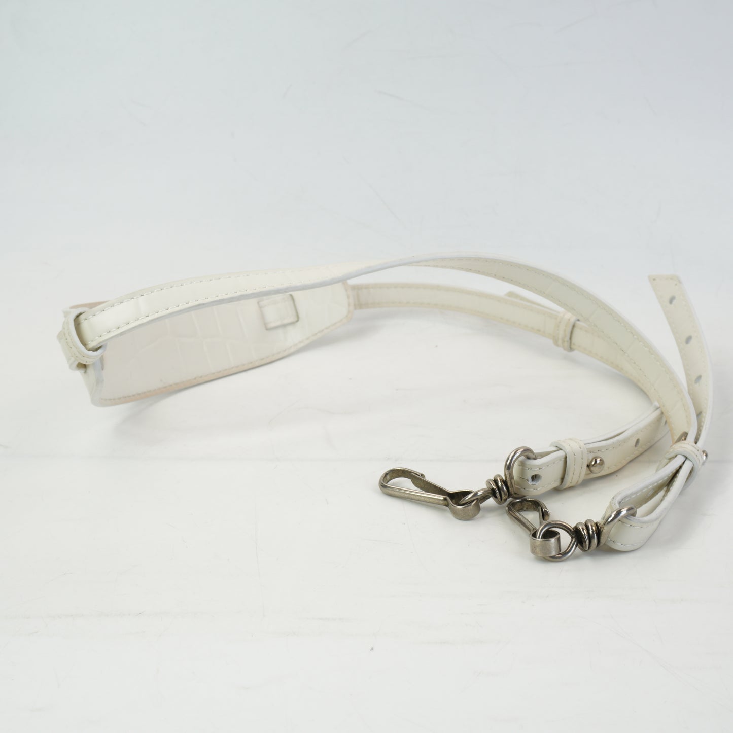 Balenciaga Neo Classic Crocodile-Embossed Calfskin White  SHW Small