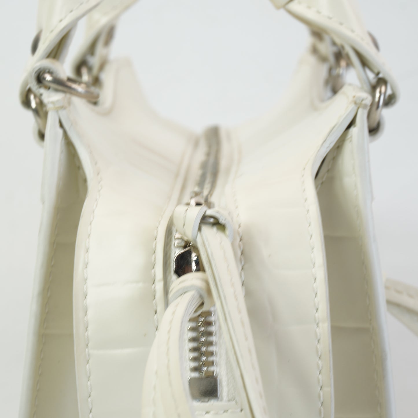 Balenciaga Neo Classic Crocodile-Embossed Calfskin White  SHW Small