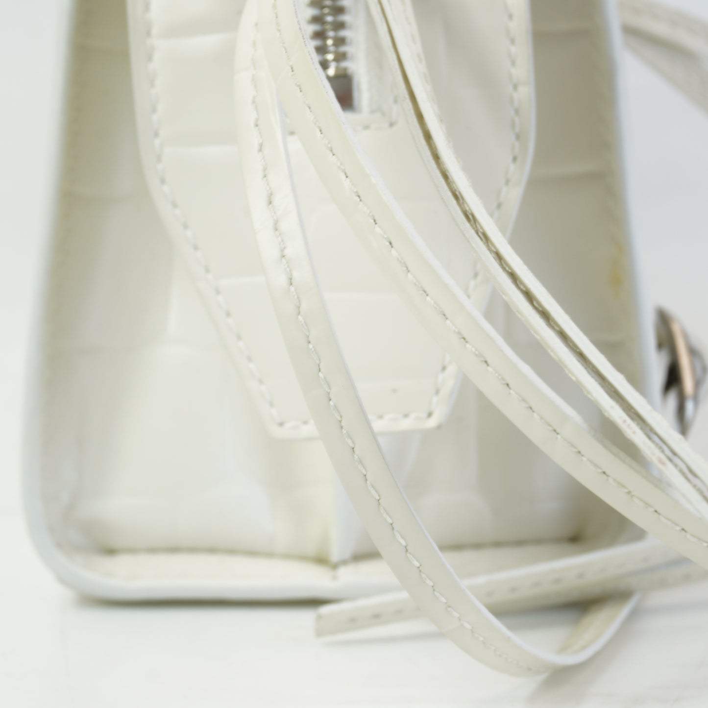 Balenciaga Neo Classic Crocodile-Embossed Calfskin White  SHW Small