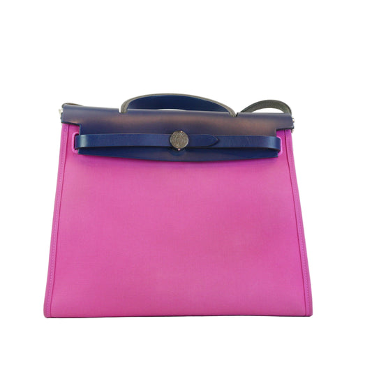 Hermes Herbag Zip 31 Medium Canvas Magenta Pink SHW
