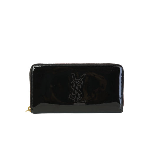YSL	Belle De Jour Black Patent Leather Long Wallet