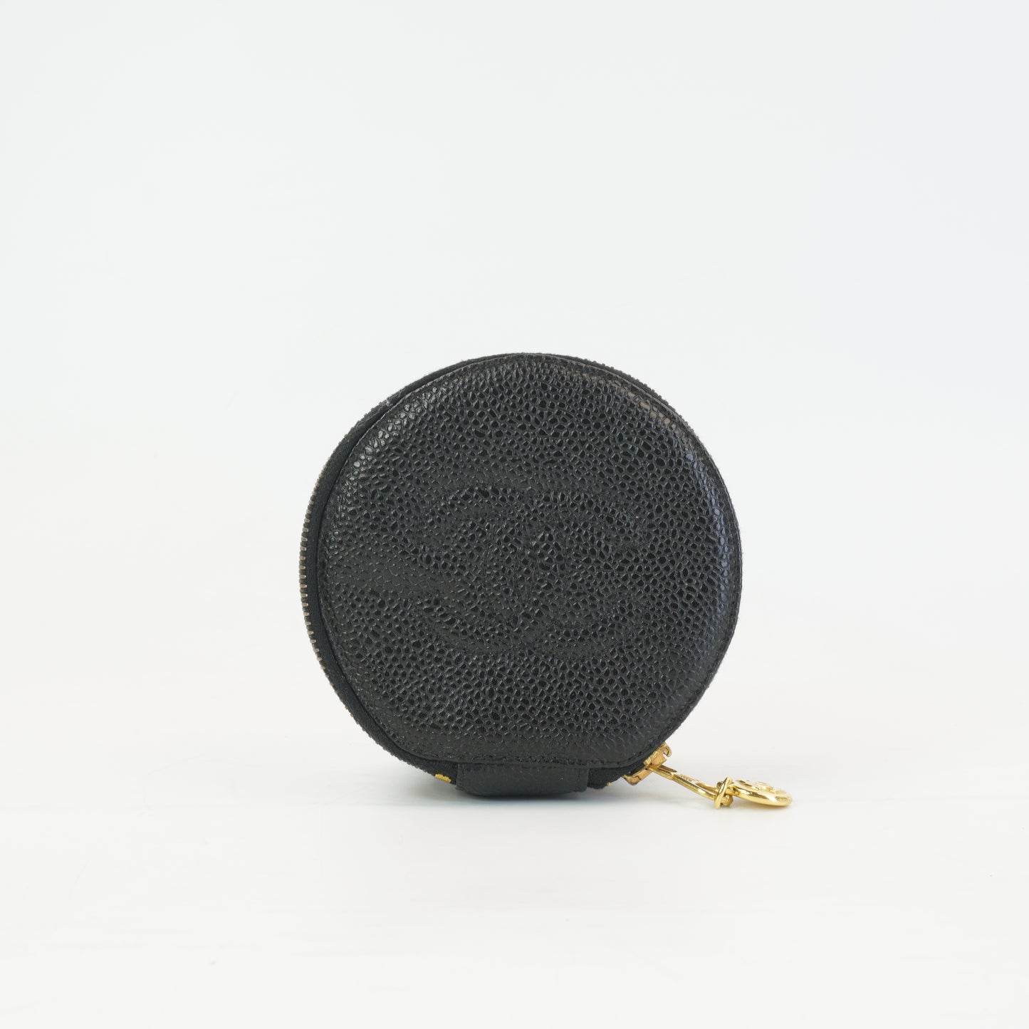 Chanel Round Pouch Black GHW Mini