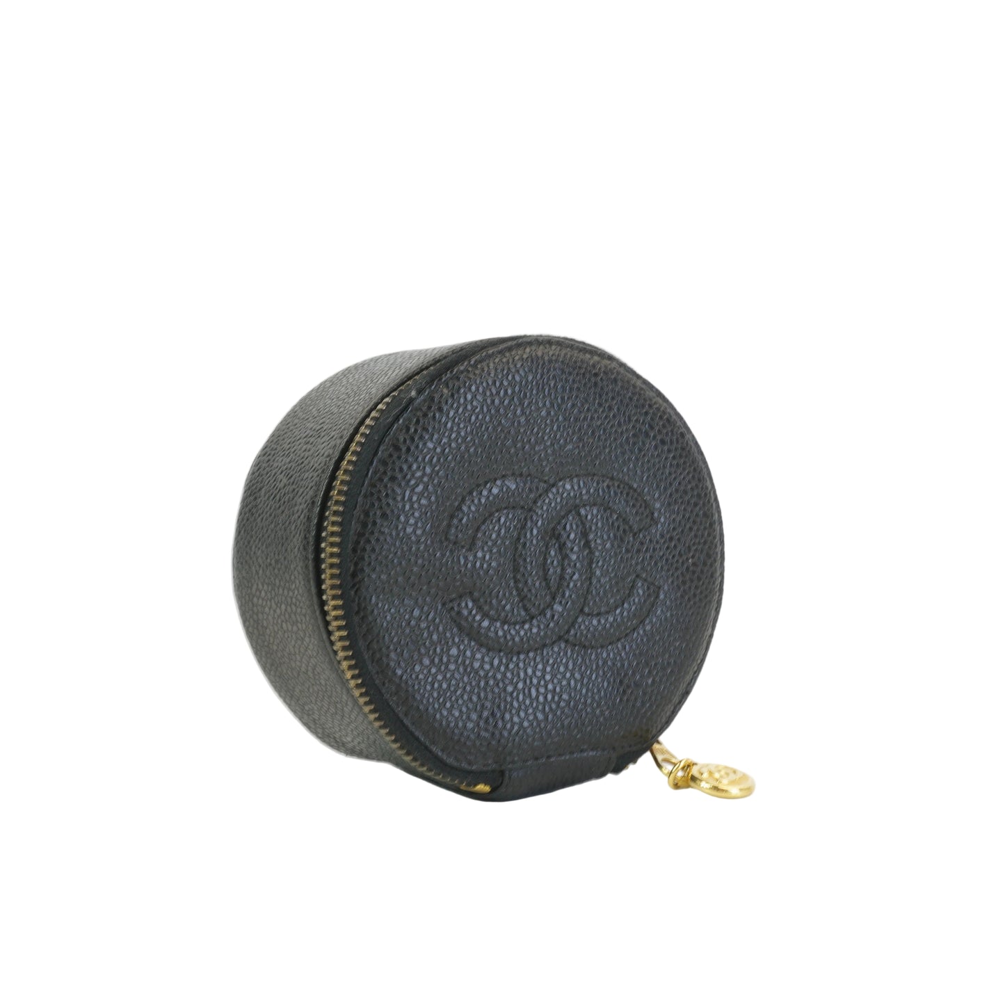 Chanel Round Pouch Black GHW Mini
