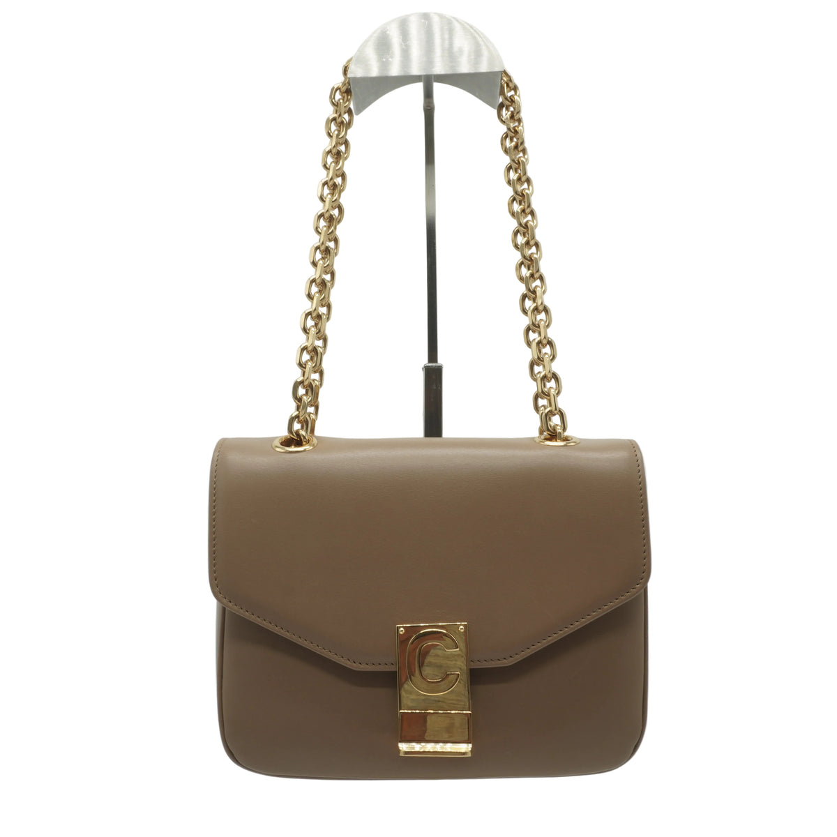 Celine C Small Chain Shoulder Bag Beige GHW