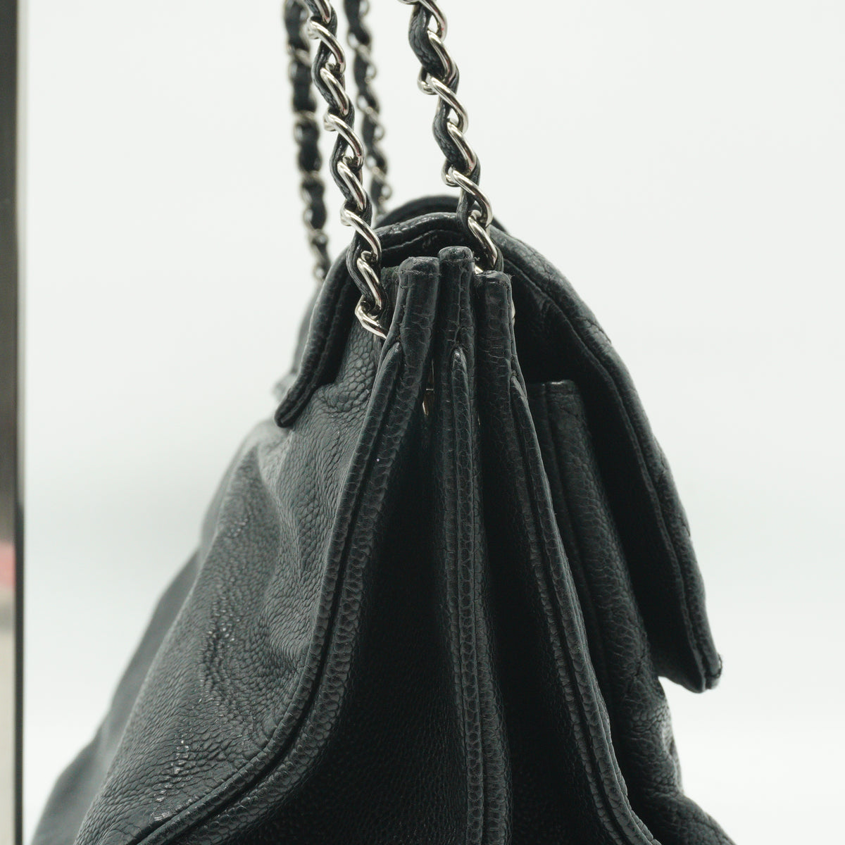 Chanel	Mademoiselle Lock Pocket Flap Bag Black Large SHW