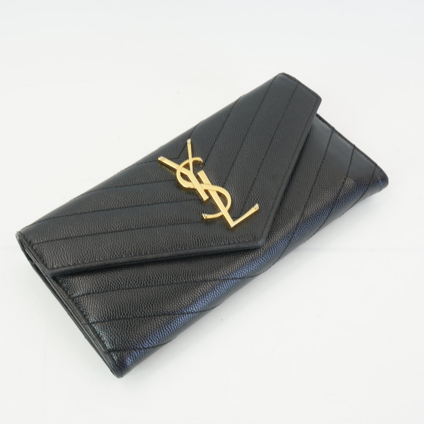 YSL	Cassandra Caviar Large Flap Wallet GHW