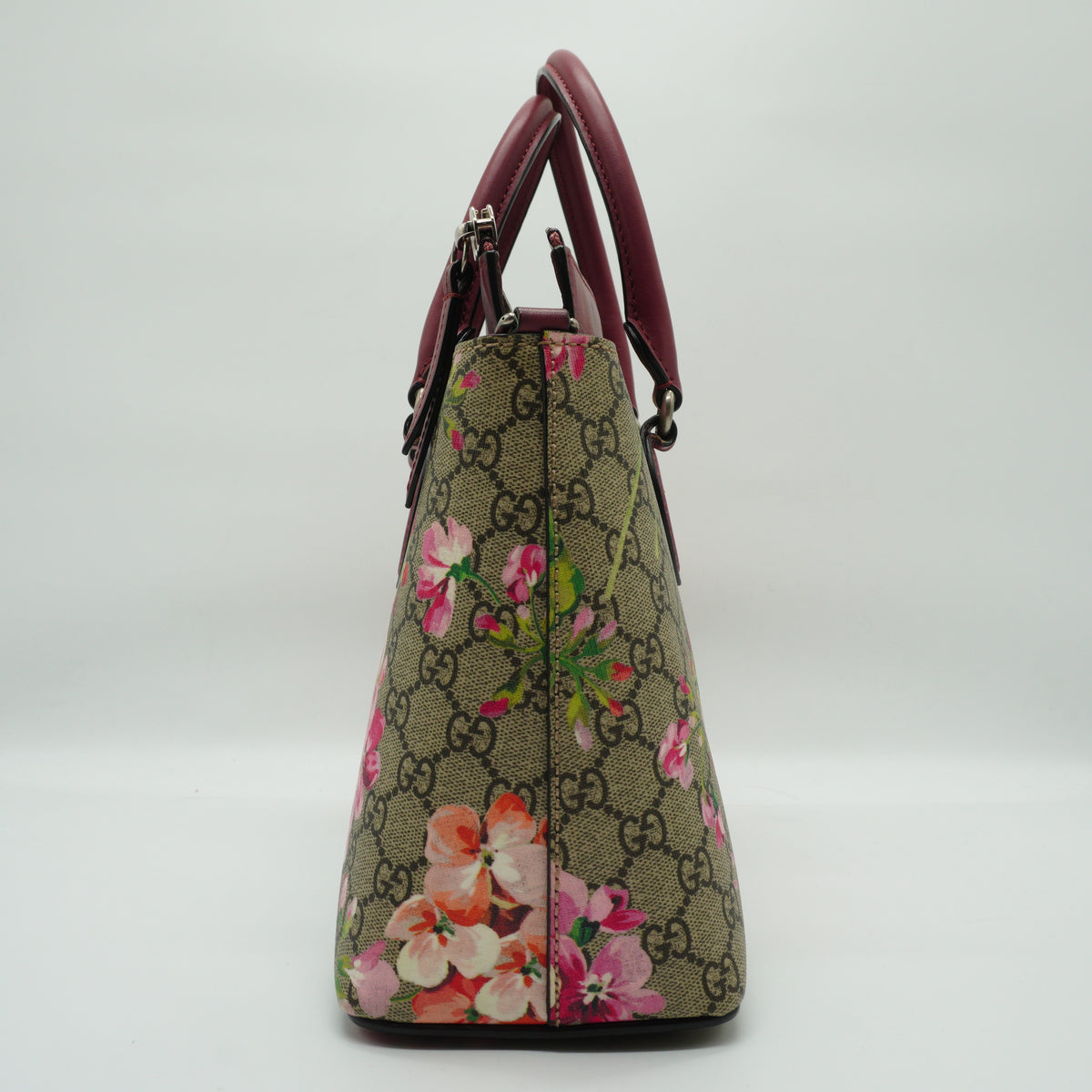 Gucci GG Supreme Monogram Blooms Medium Zip Tote SHW