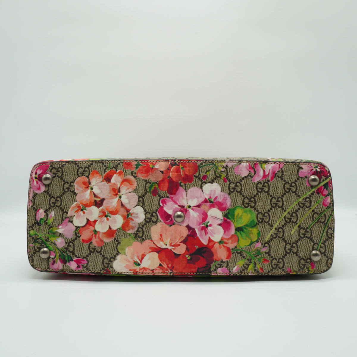 Gucci GG Supreme Monogram Blooms Medium Zip Tote SHW