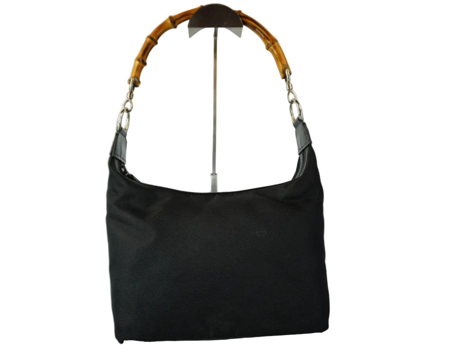 Gucci Vintage Nylon Bamboo Hobo SHW
