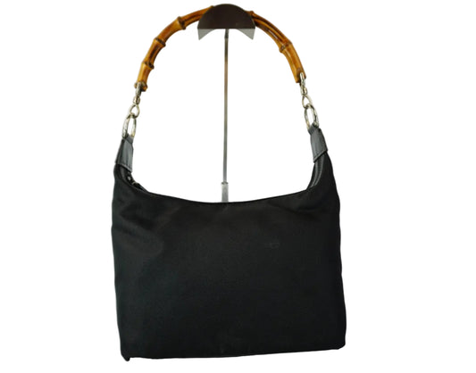 Gucci Vintage Nylon Bamboo Hobo SHW