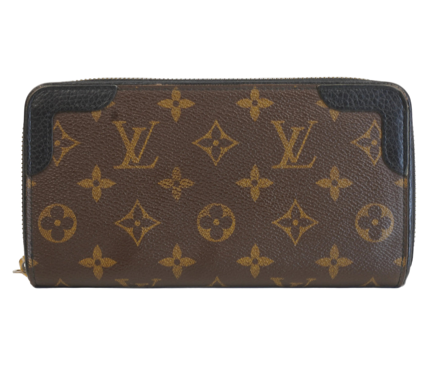 Louis Vuitton	Monogram Long Zippy Wallet Black Trims