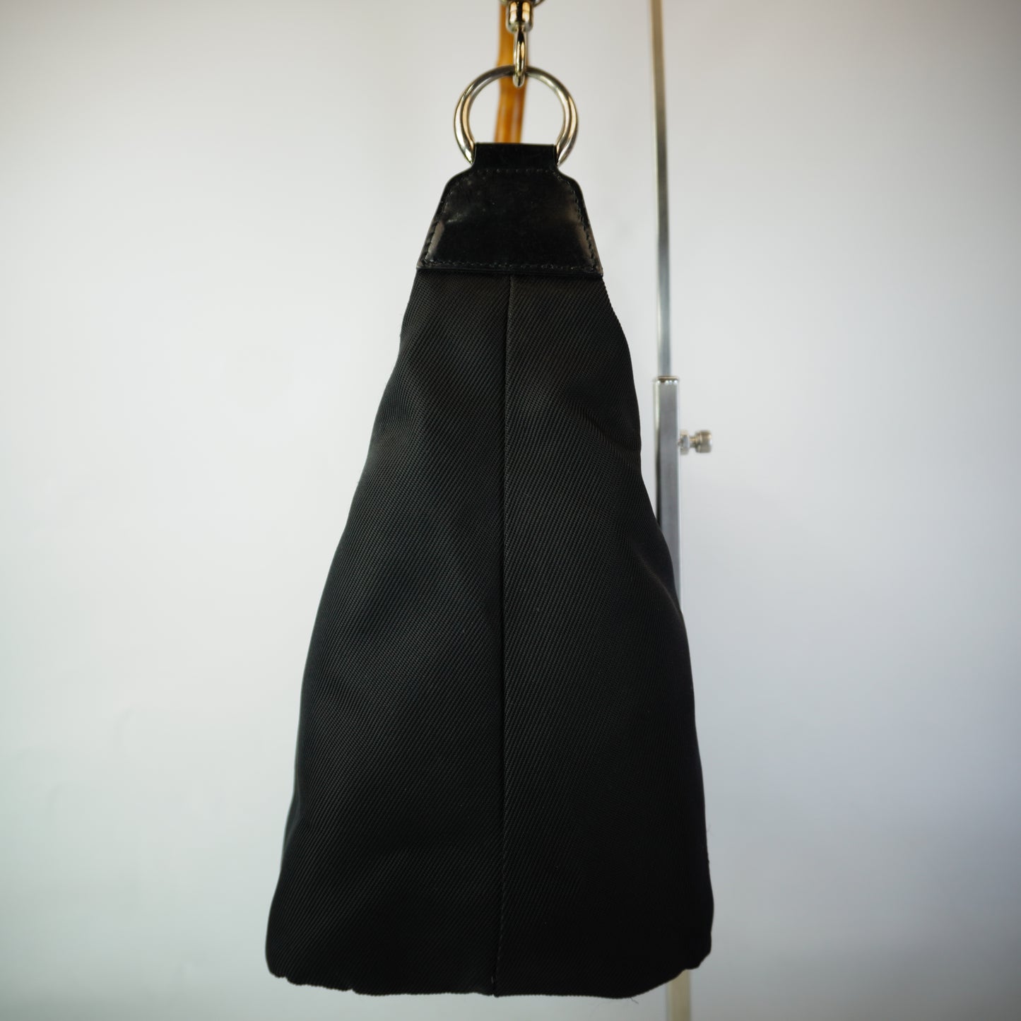 Gucci Vintage Nylon Bamboo Hobo SHW