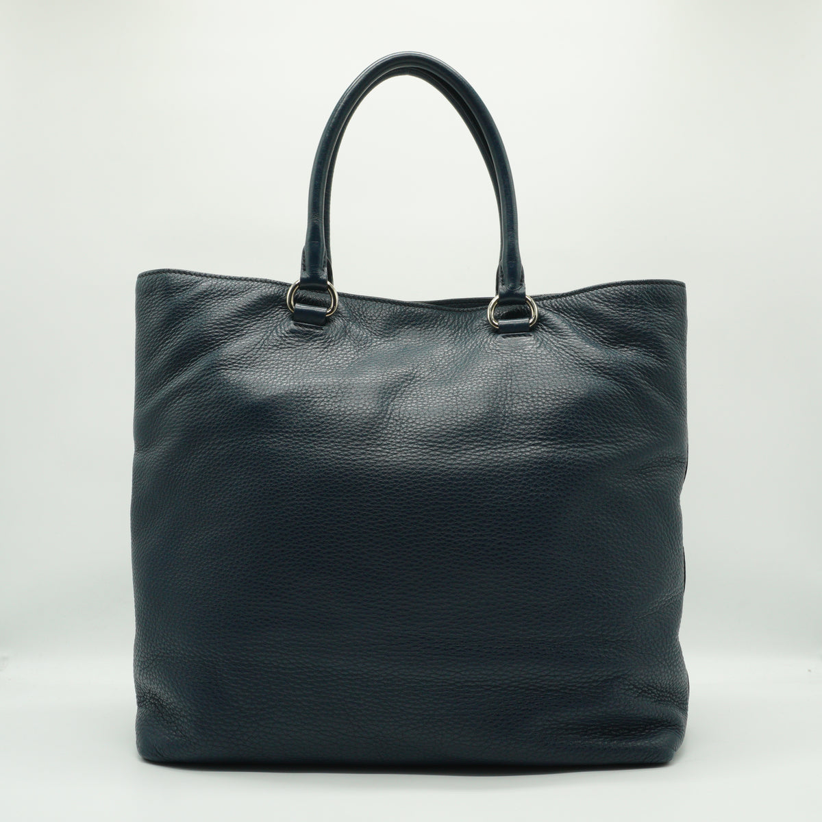 Prada Vitello Daino Shopping Tote Navy Blue Medium SHW