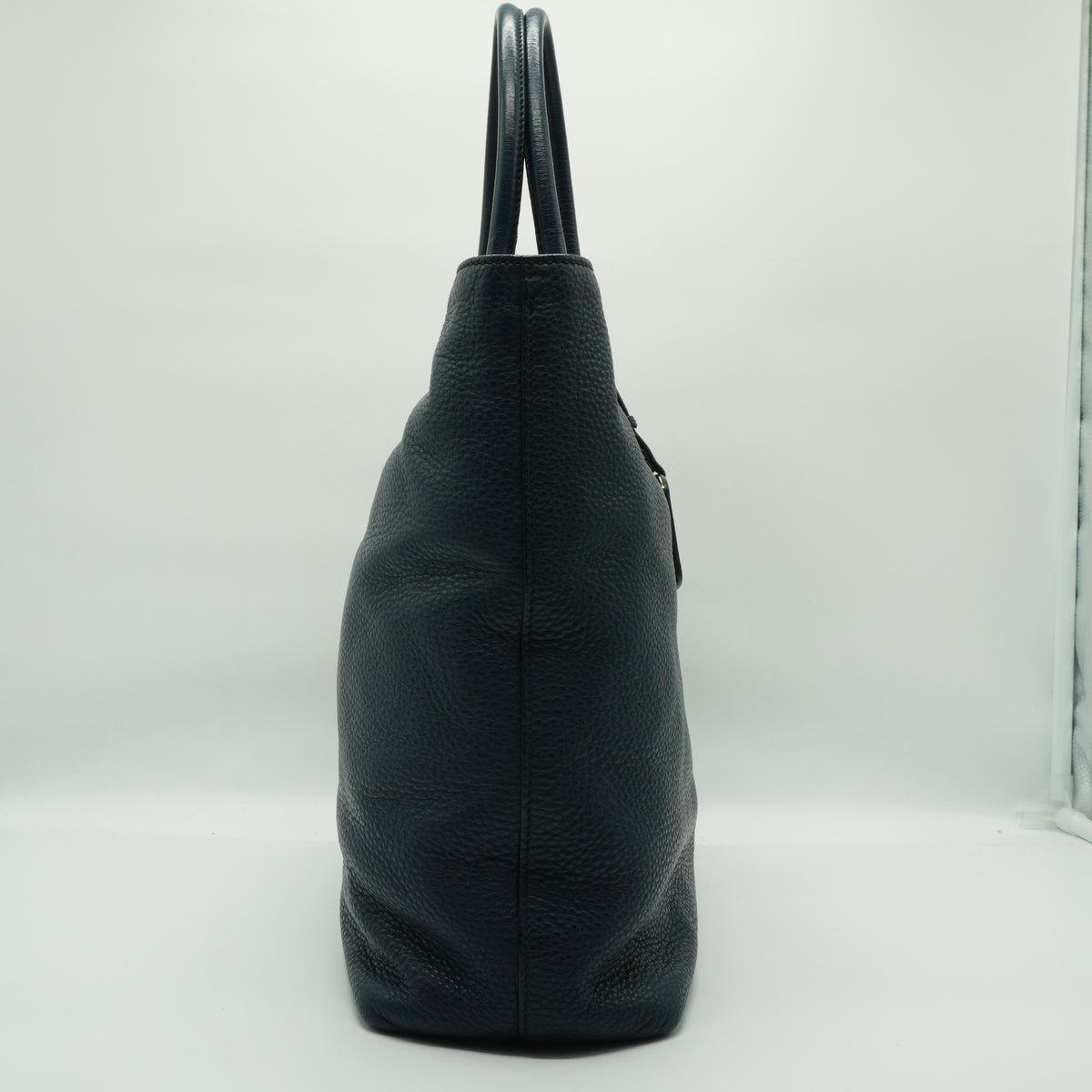 Prada Vitello Daino Shopping Tote Navy Blue Medium SHW