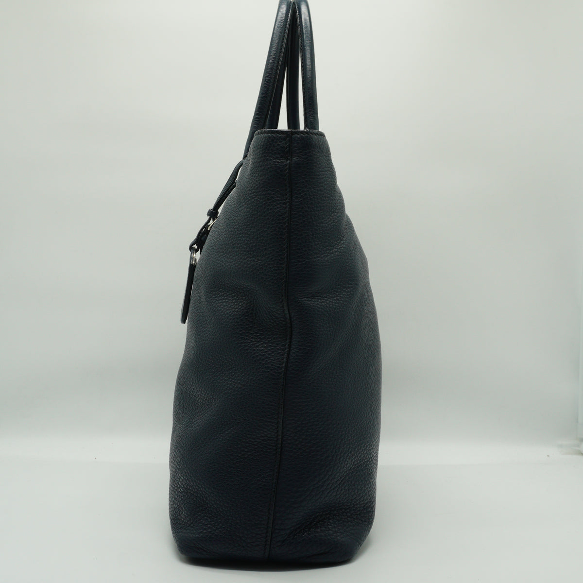 Prada Vitello Daino Shopping Tote Navy Blue Medium SHW