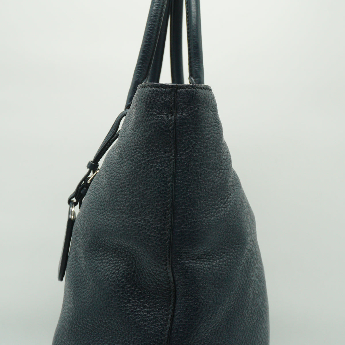 Prada Vitello Daino Shopping Tote Navy Blue Medium SHW