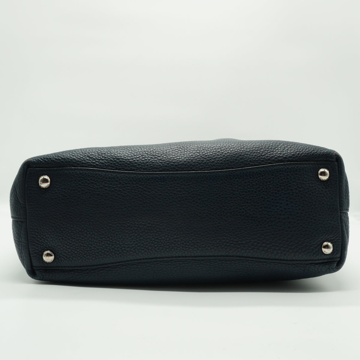 Prada Vitello Daino Shopping Tote Navy Blue Medium SHW