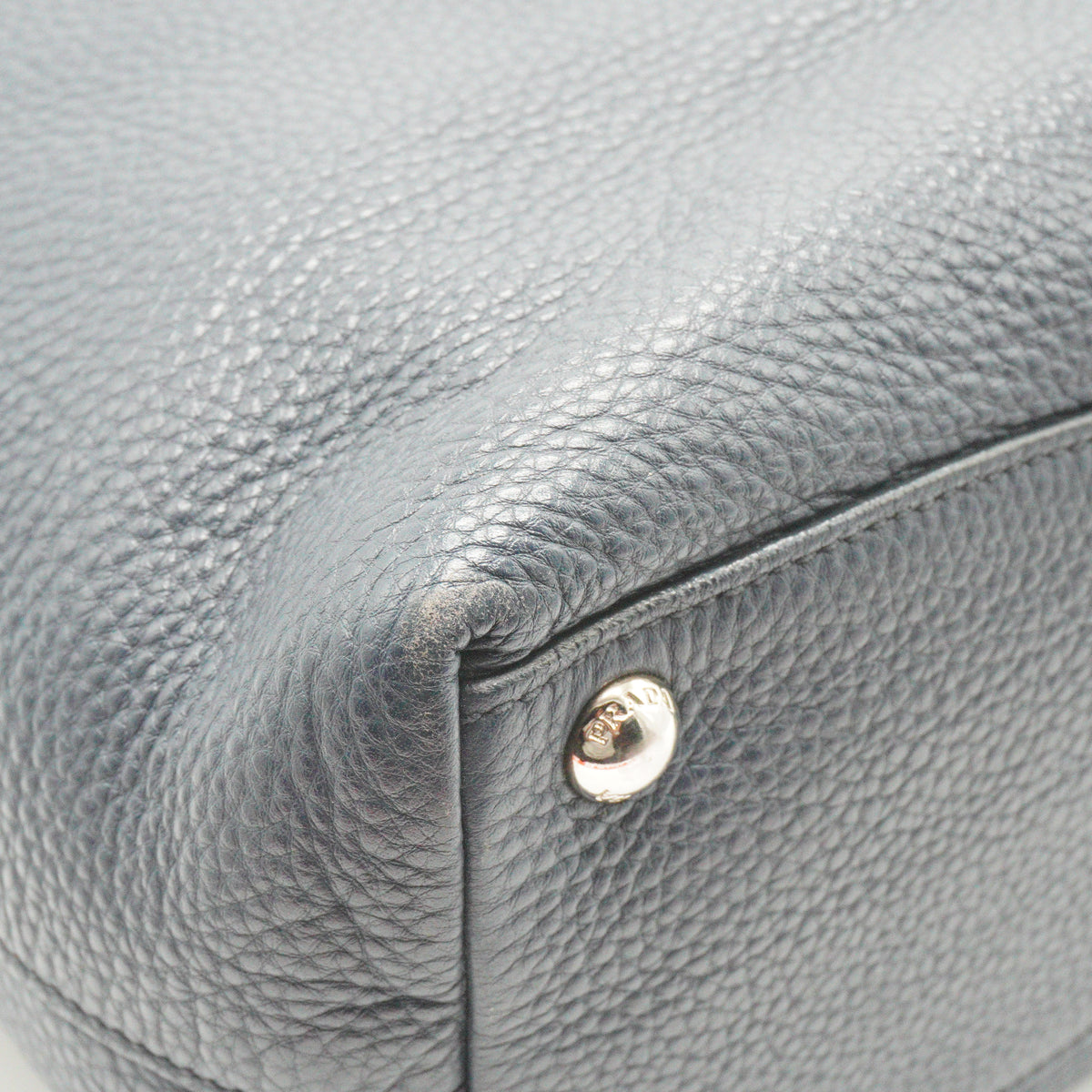 Prada Vitello Daino Shopping Tote Navy Blue Medium SHW