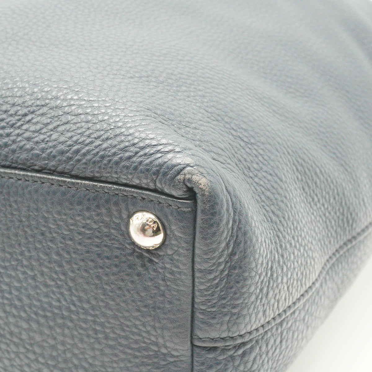 Prada Vitello Daino Shopping Tote Navy Blue Medium SHW