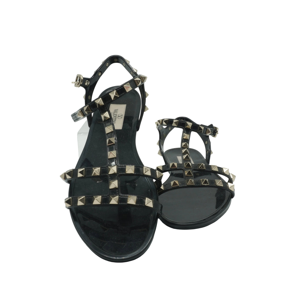 Valentino	Rockstud Flat Rubber Sandals Black size 39