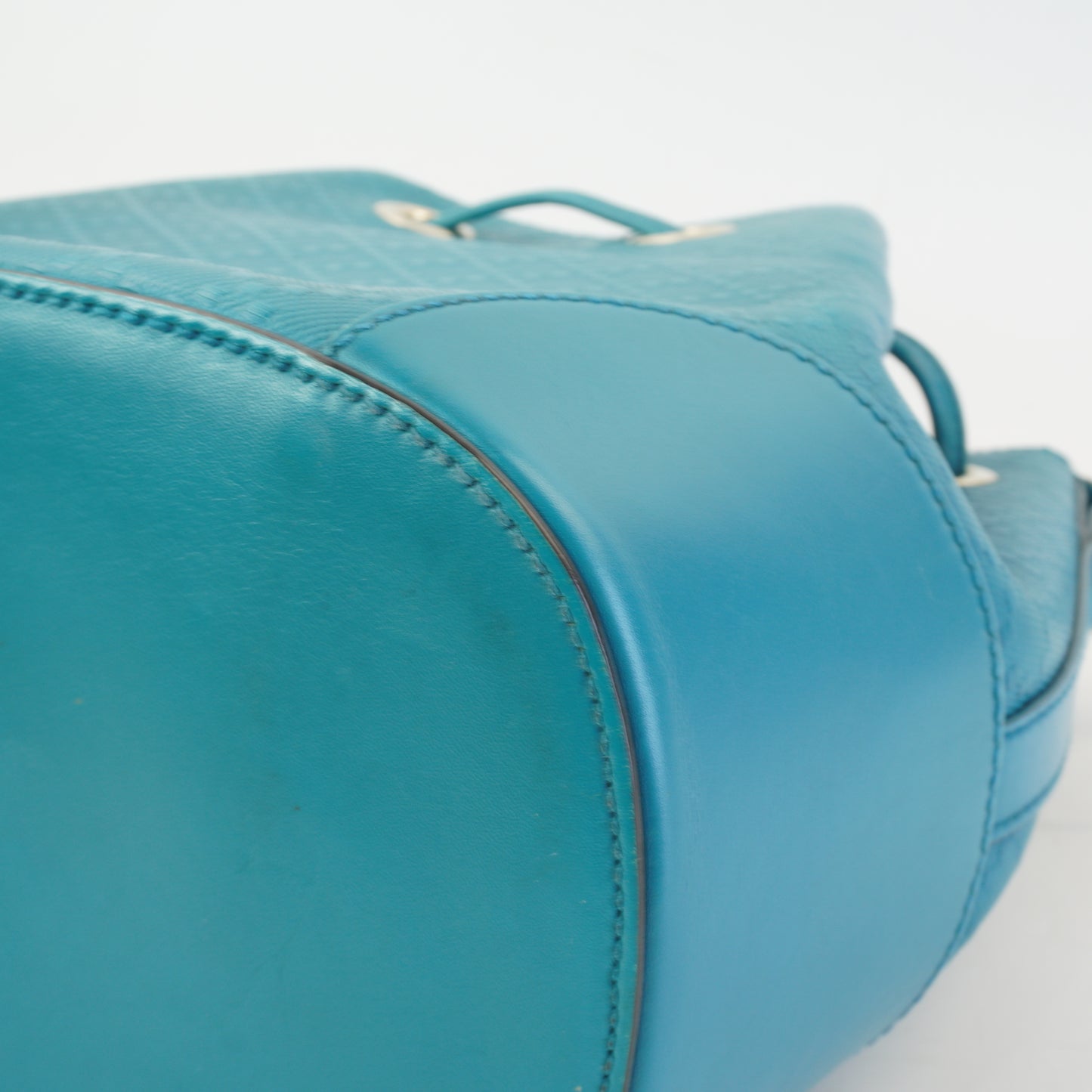 Gucci Bright Diamante Drawstring Bucket Blue Bright SHW Small