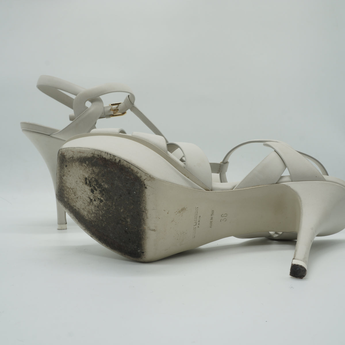 YSL	Tribute Platform Sandals White size 38