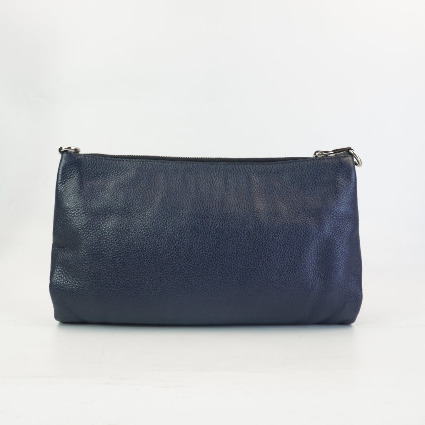 Prada Vitello Daino Flat Crossbody Bag Dark Blue SHW Medium