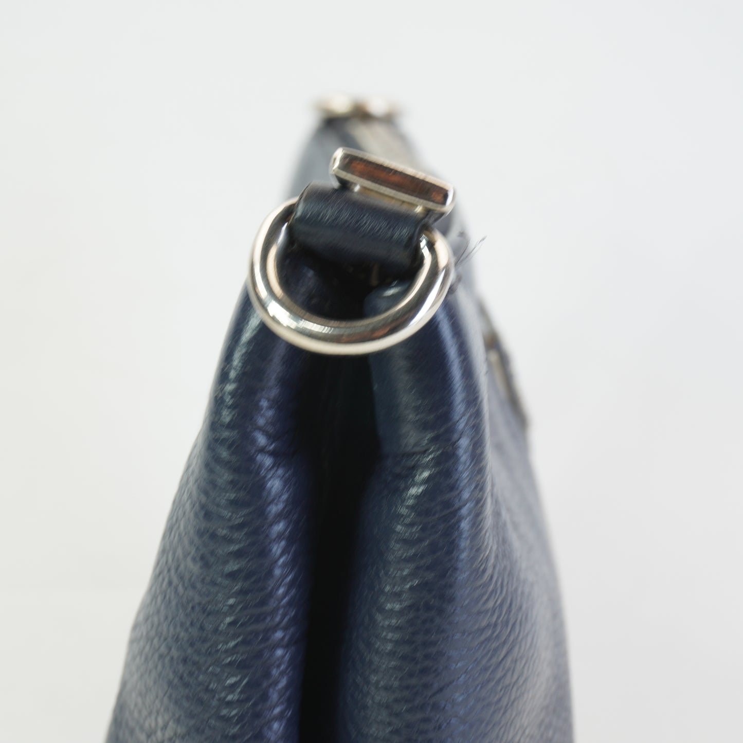 Prada Vitello Daino Flat Crossbody Bag Dark Blue SHW Medium