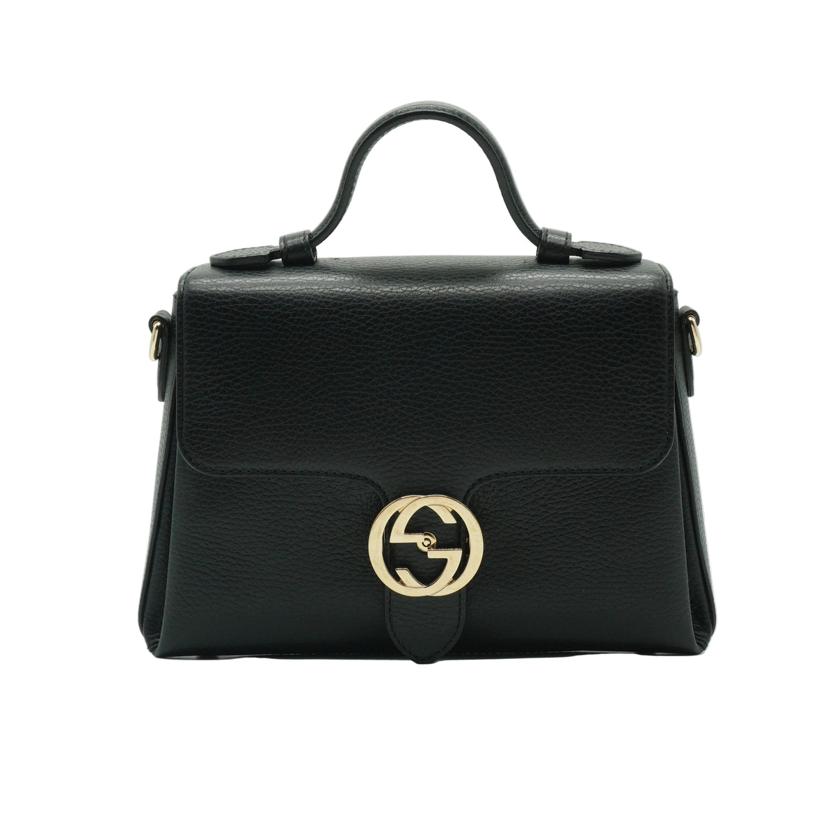 Gucci	GG Interlocking Top Handle Small Crossbody Black Bag SHW