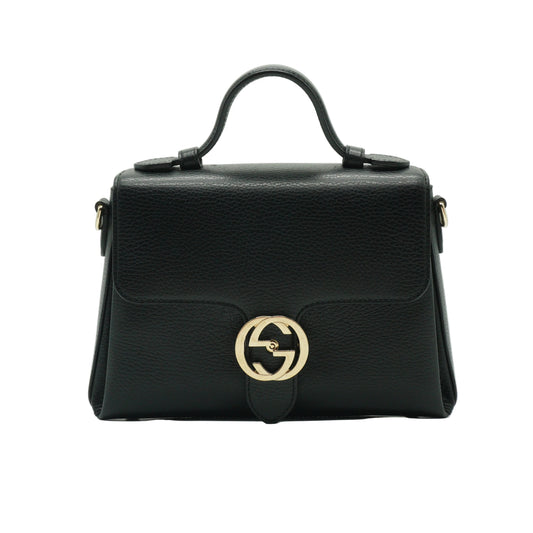 Gucci	GG Interlocking Top Handle Small Crossbody Black Bag SHW