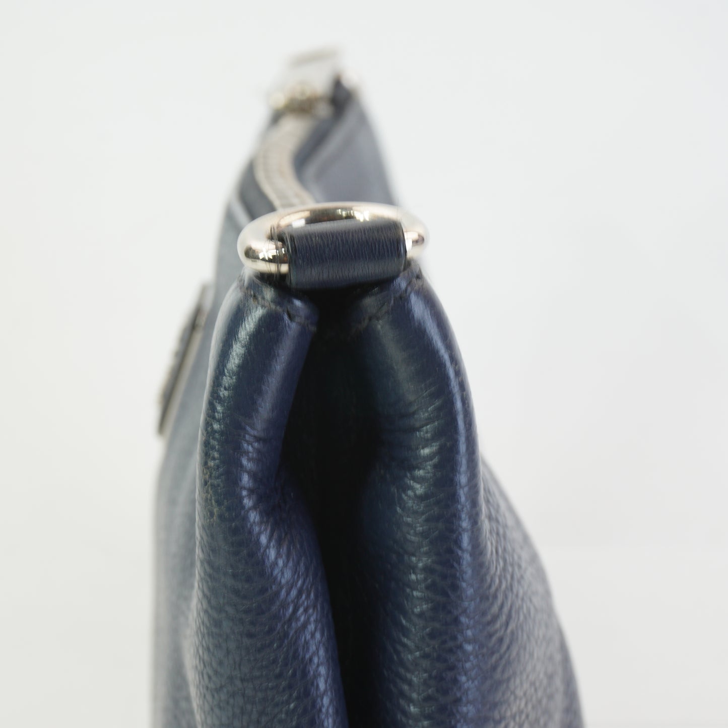 Prada Vitello Daino Flat Crossbody Bag Dark Blue SHW Medium