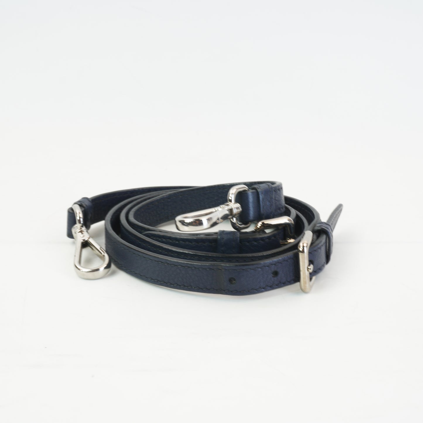 Prada Vitello Daino Flat Crossbody Bag Dark Blue SHW Medium