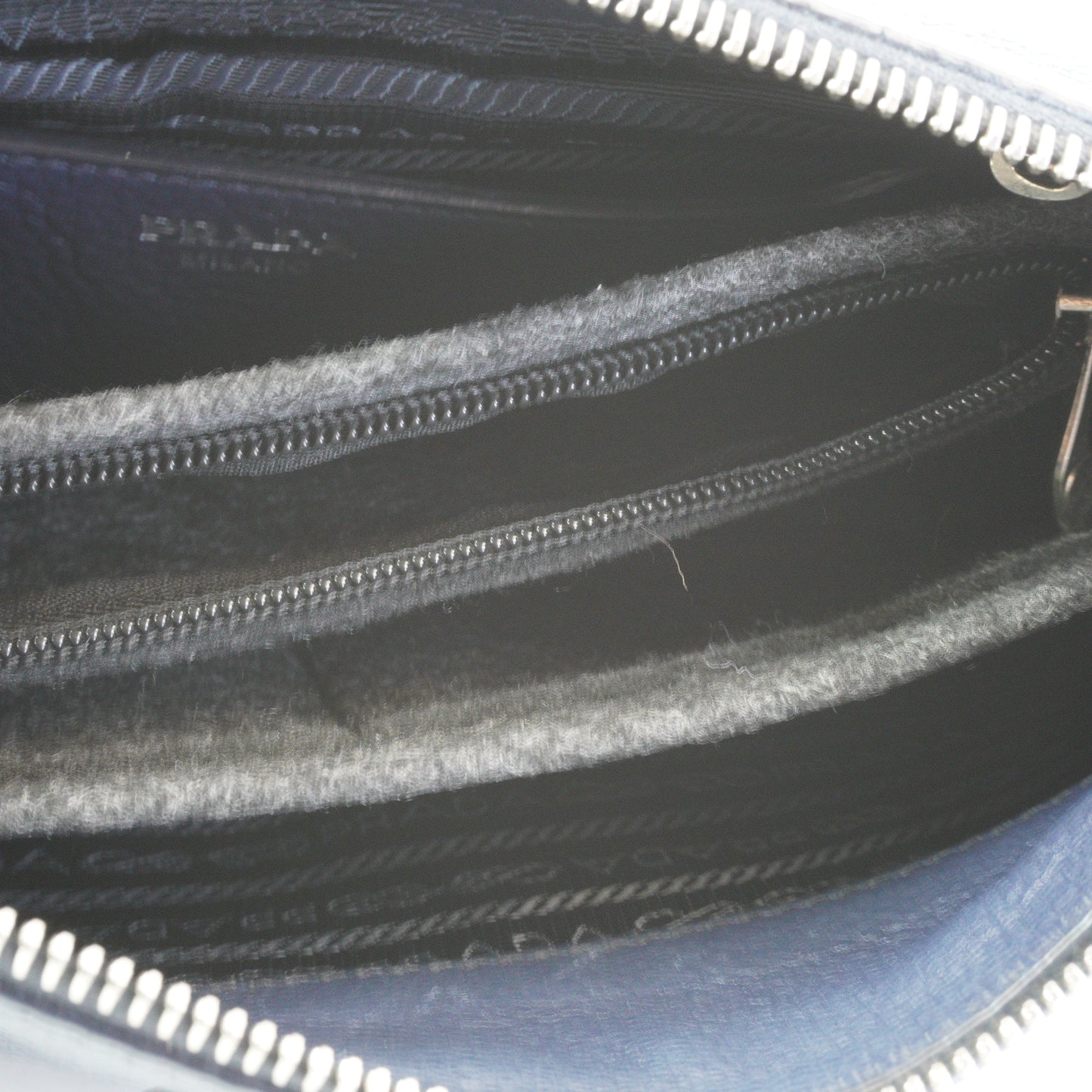 Prada Vitello Daino Flat Crossbody Bag Dark Blue SHW Medium