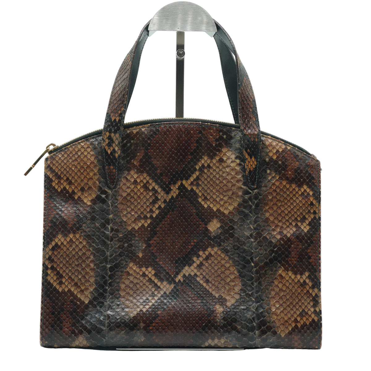 Gucci	Vintage Gucci Brown/ bordeaux Python Snakeskin Top Handle Bag