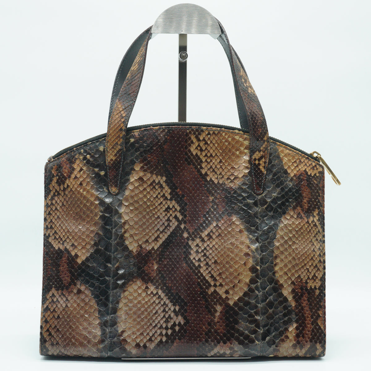 Gucci	Vintage Gucci Brown/ bordeaux Python Snakeskin Top Handle Bag