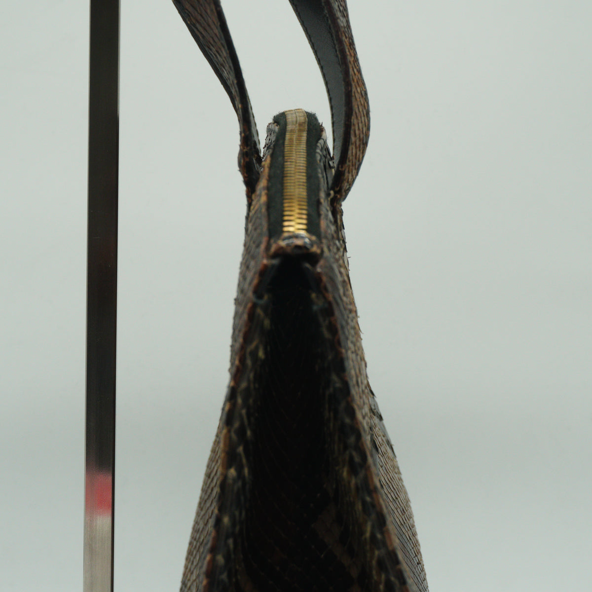 Gucci	Vintage Gucci Brown/ bordeaux Python Snakeskin Top Handle Bag
