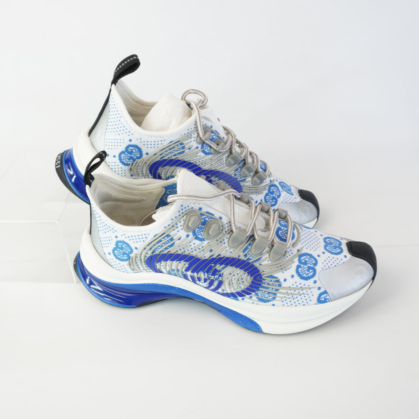 Gucci Run Technical-Knit Sneakers White/Blue size 36