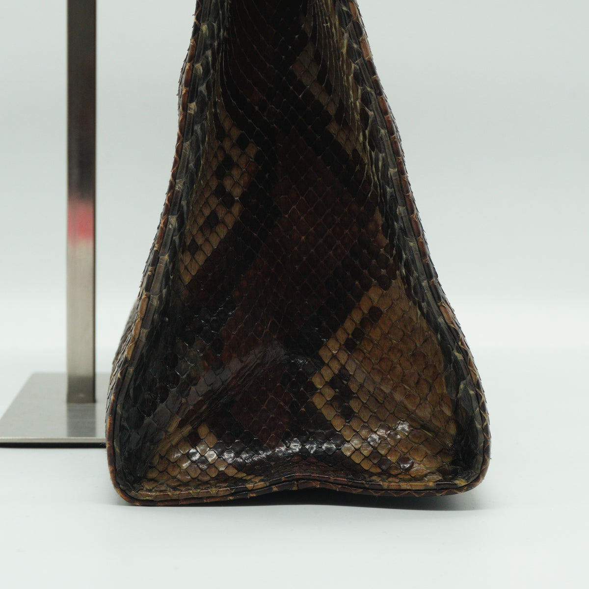 Gucci	Vintage Gucci Brown/ bordeaux Python Snakeskin Top Handle Bag