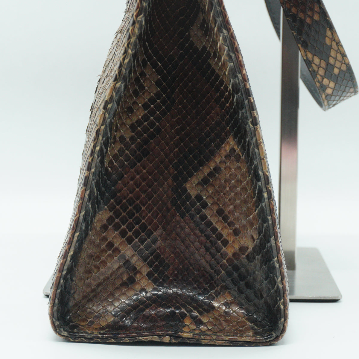 Gucci	Vintage Gucci Brown/ bordeaux Python Snakeskin Top Handle Bag