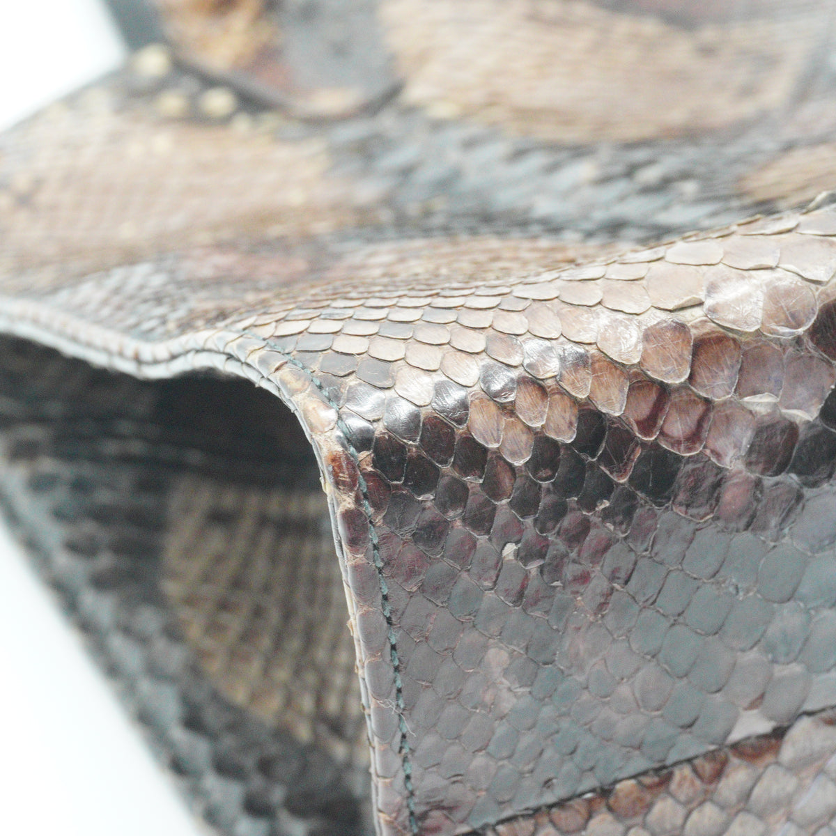 Gucci	Vintage Gucci Brown/ bordeaux Python Snakeskin Top Handle Bag