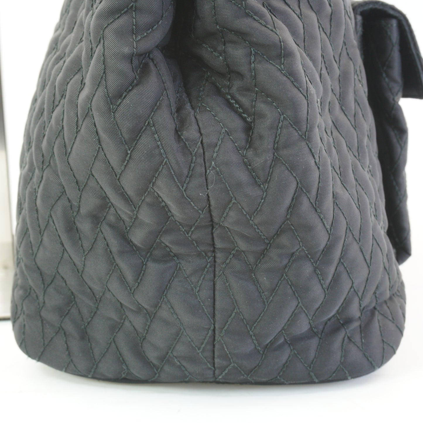 Prada Tessuto Impunto Quilted Chain Tote Bag Black SHW Medium