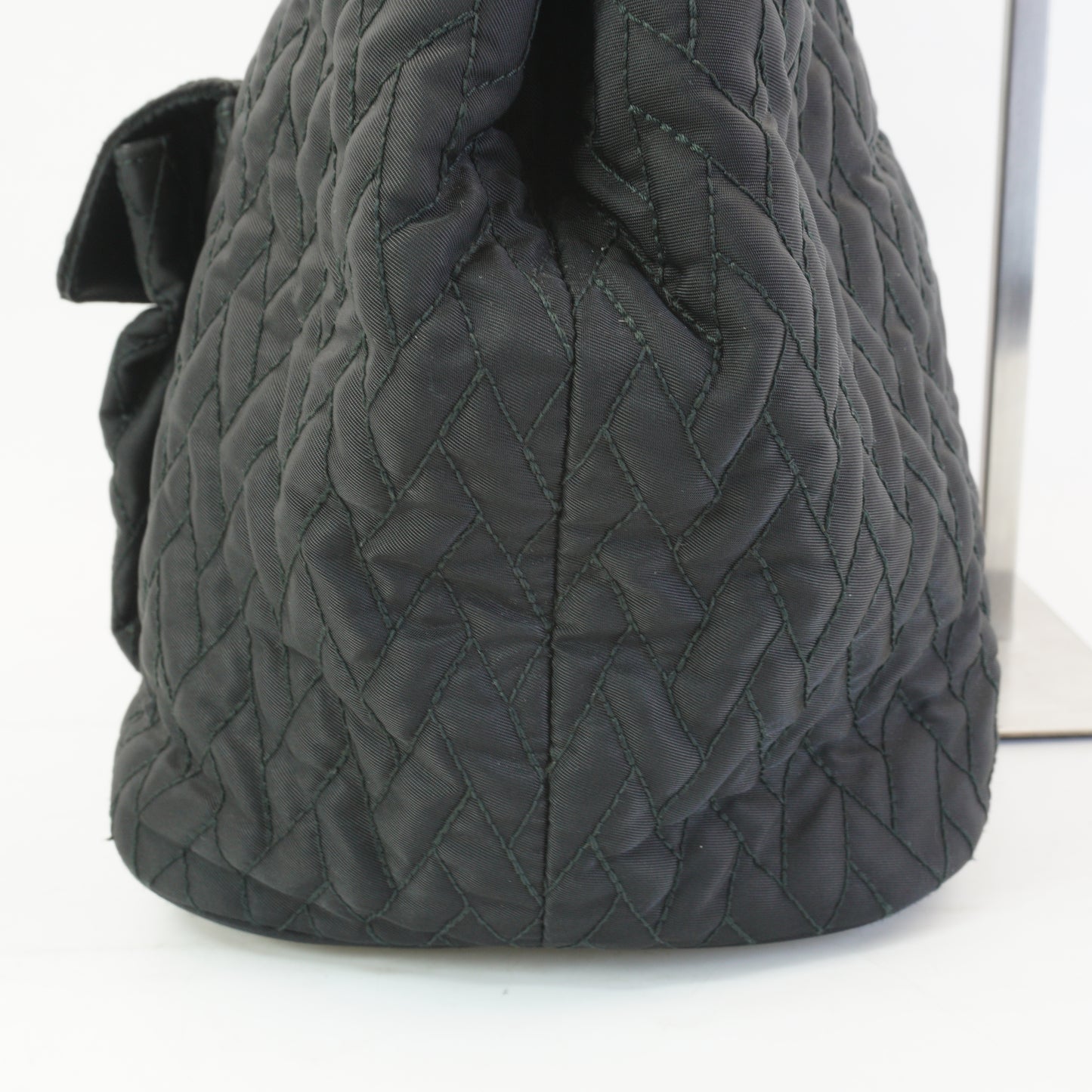 Prada Tessuto Impunto Quilted Chain Tote Bag Black SHW Medium