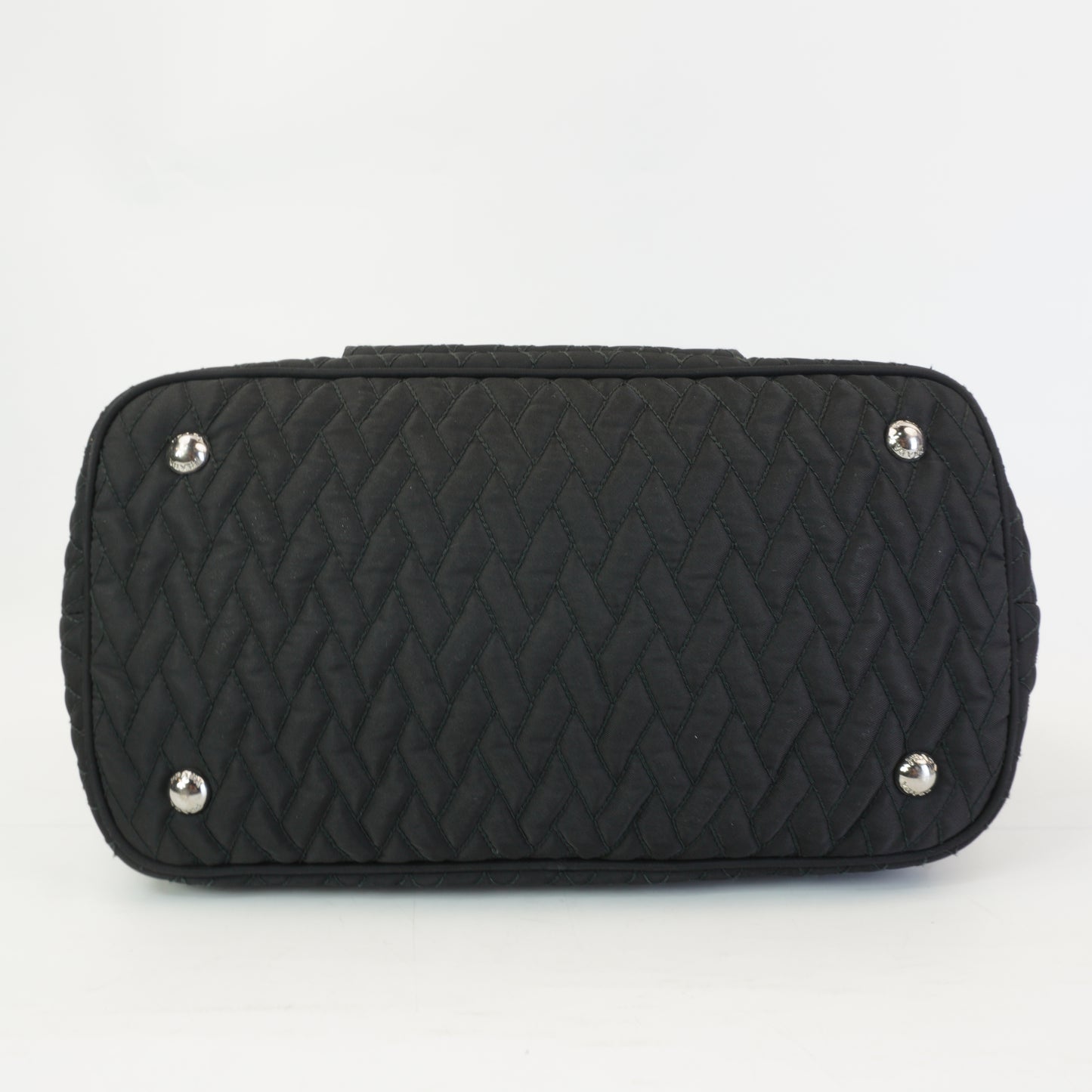 Prada Tessuto Impunto Quilted Chain Tote Bag Black SHW Medium