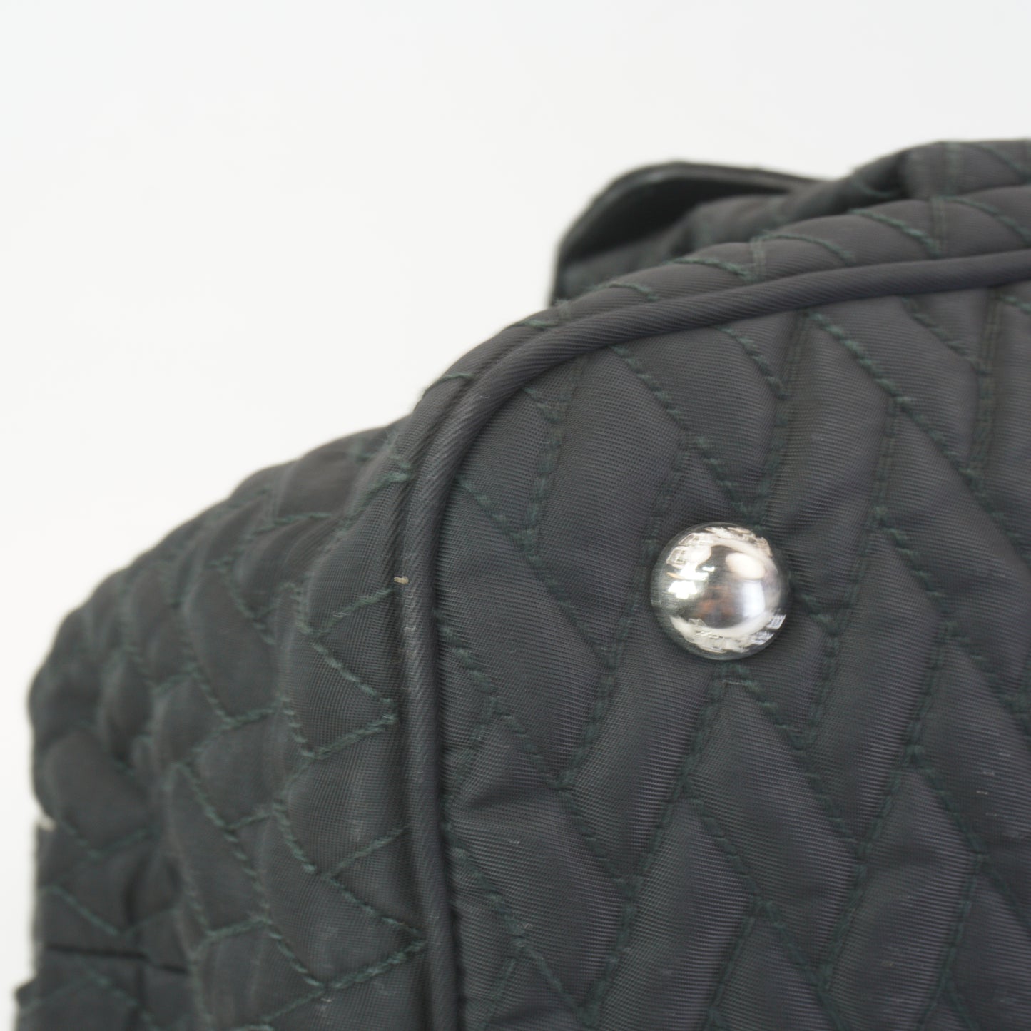 Prada Tessuto Impunto Quilted Chain Tote Bag Black SHW Medium