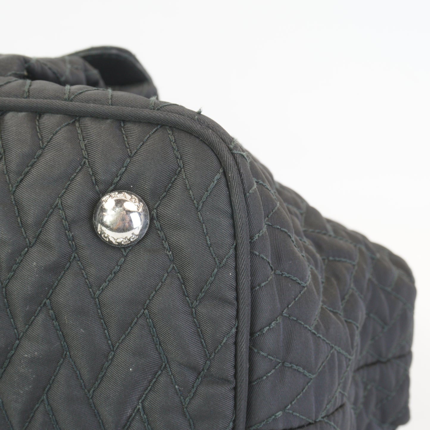 Prada Tessuto Impunto Quilted Chain Tote Bag Black SHW Medium