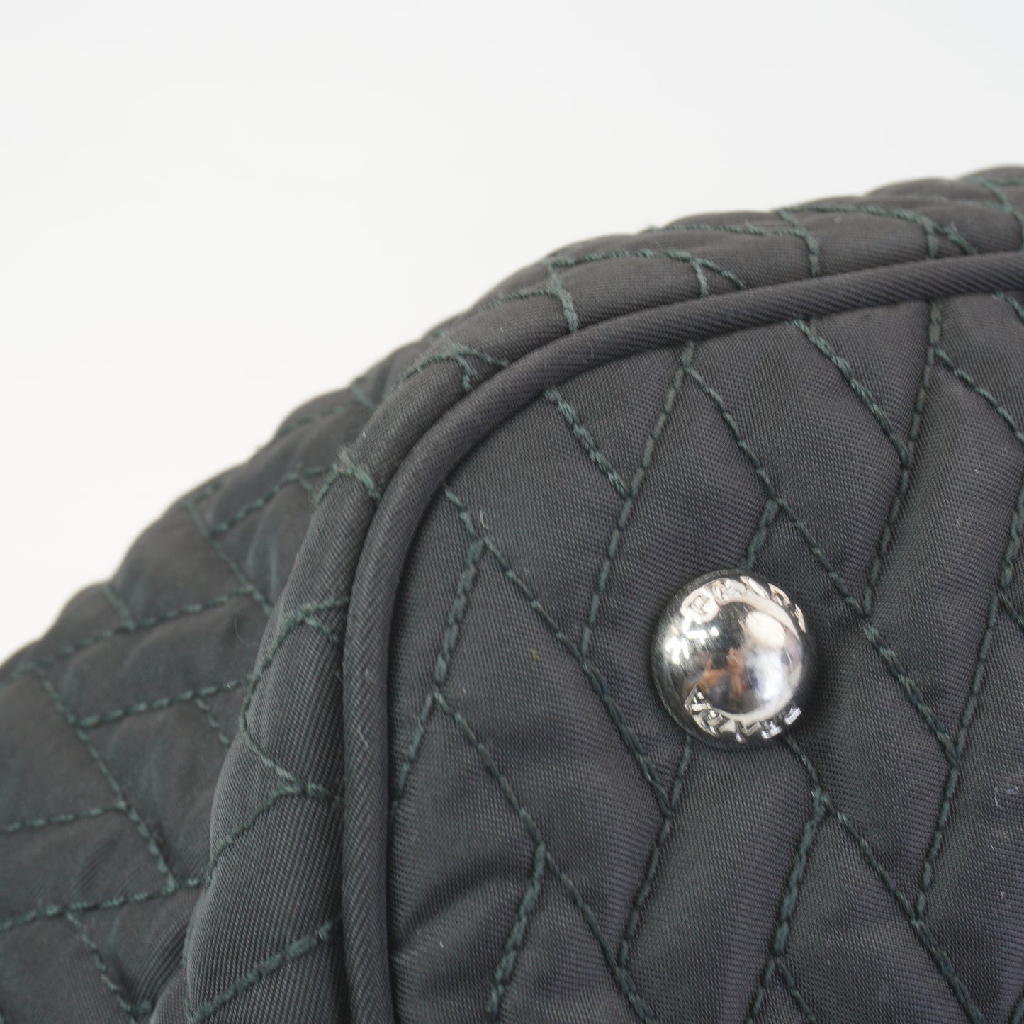 Prada Tessuto Impunto Quilted Chain Tote Bag Black SHW Medium