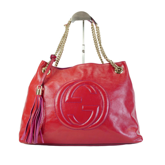 Gucci Soho Chain Large Patent Bright Bouganville GHW