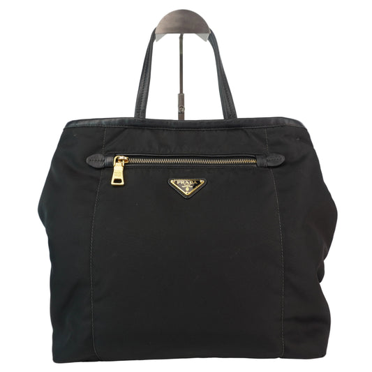 Prada Tessuto Nylon Saffiano Leather Black