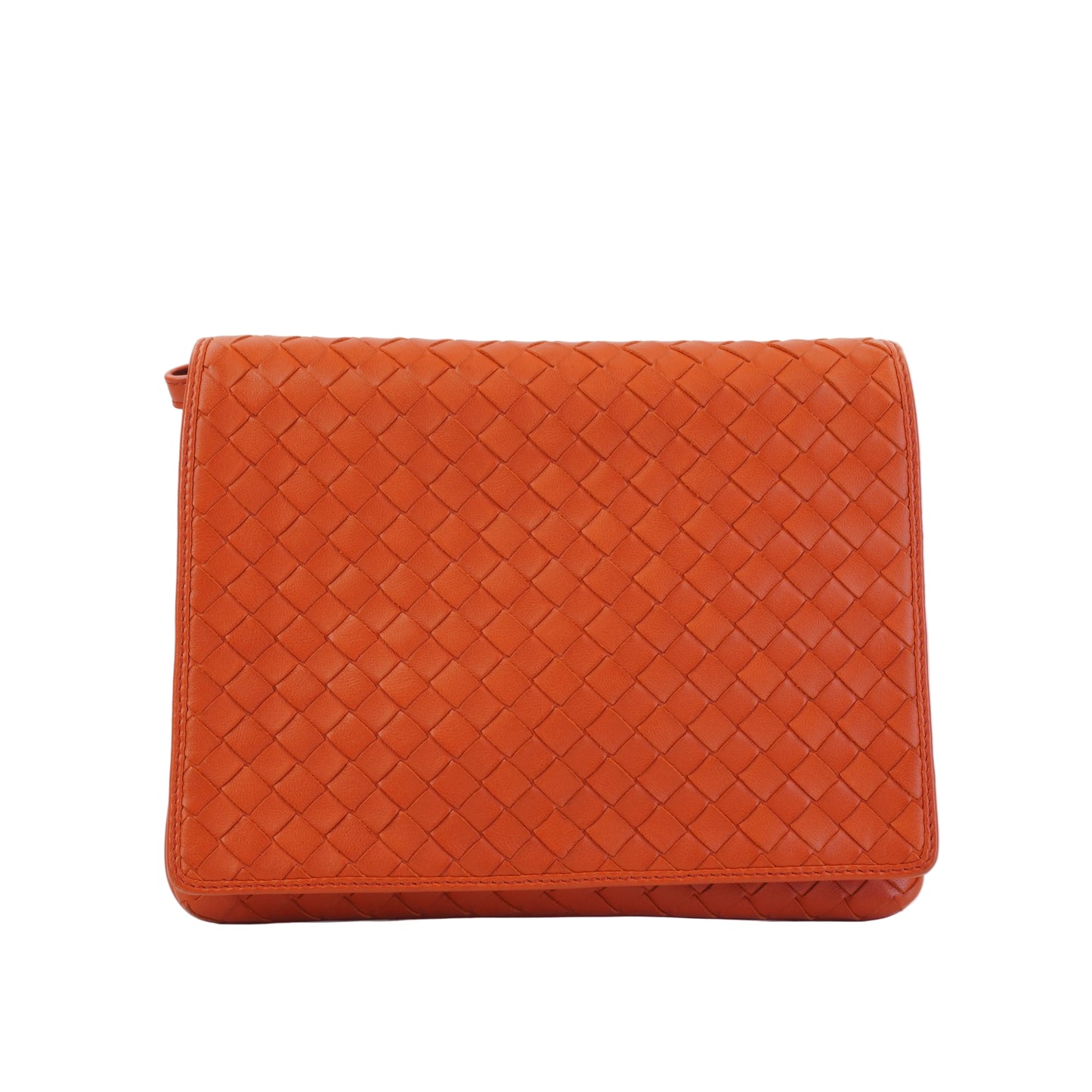 Bottega Veneta Intrecciato woven Nappa Crossbody Red Orange